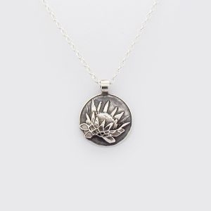 Protea cynaroides / King Protea / King Protea Silver Jewelery Pendant